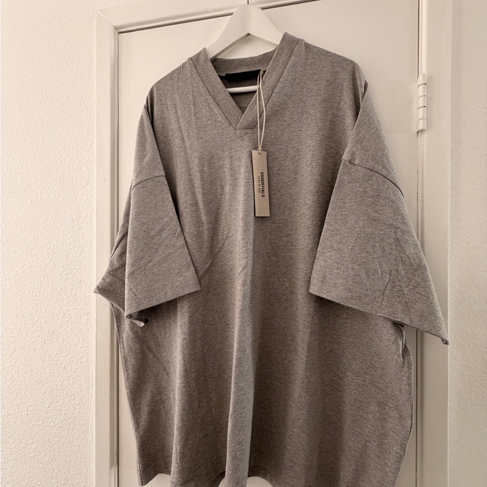 Fear of God Essentials Heather Gray V-Neck Tee